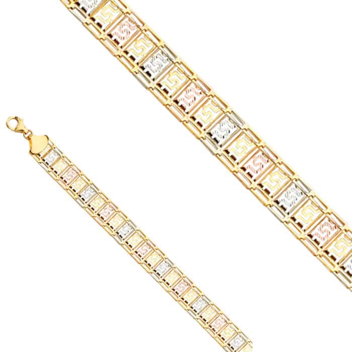 14K Tri Color Gold Fancy Bracelet - 7.5" - Image 2