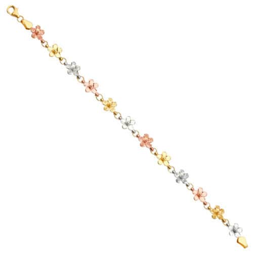 14K Tri Color Gold Fancy Bracelet - 7.5"