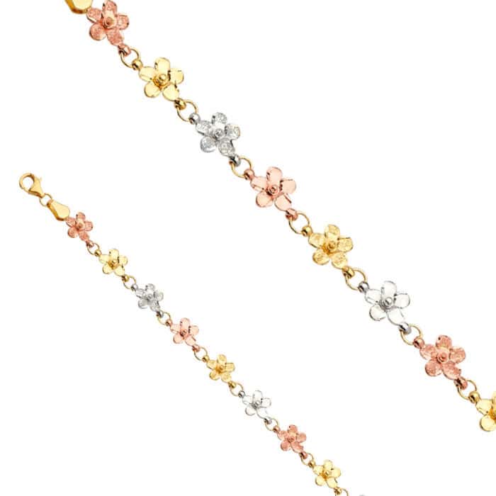 14K Tri Color Gold Fancy Bracelet - 7.5" - Image 2
