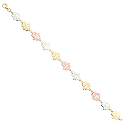 14K Tri Color Gold Fancy Bracelet - 7.25"