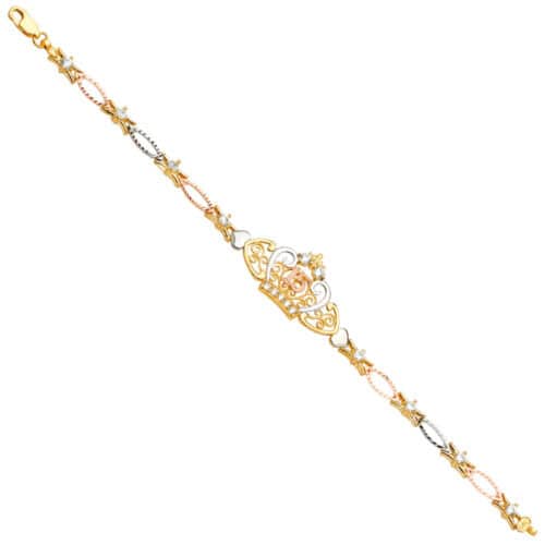 14K Tri Color Gold 15Years ID Bracelet - 7.5"