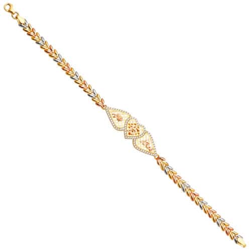 14K Tri Color Gold 15Years ID Bracelet - 7.5"