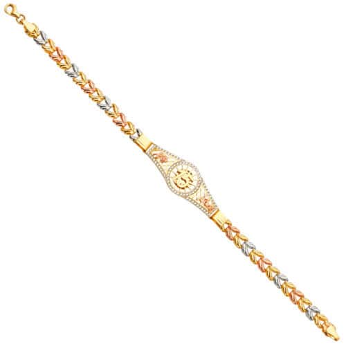 14K Tri Color Gold 15Years ID Bracelet - 7.5"