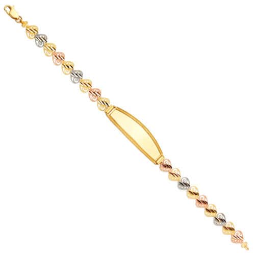 14K Tri Color Gold ID Bracelet - 7.5"