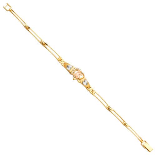 14K Tri Color Gold 15Years ID Bracelet - 7"