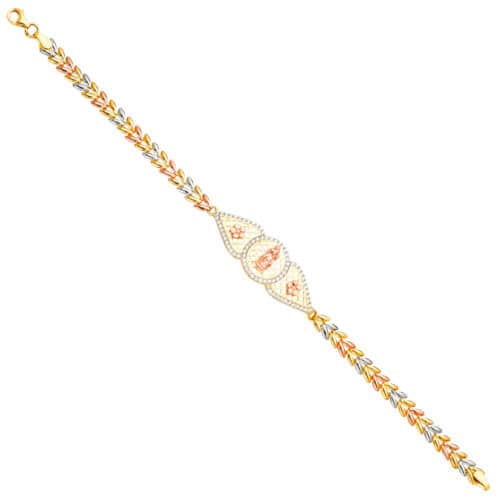 14K Tri Color Gold Guadalupe ID Bracelet - 7.5"