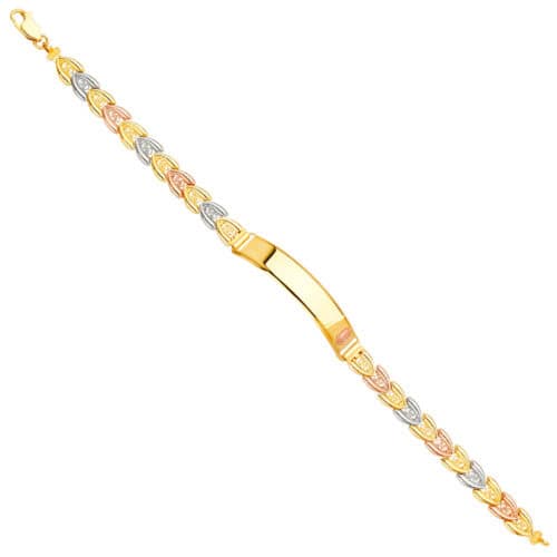 14K Tri Color Gold Guadalupe ID Bracelet - 7.5"