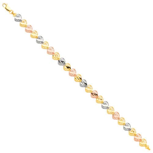 14K Tri Color Gold Bracelet - 7.5"
