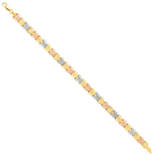14K Tri Color Gold Bracelet - 7.5"