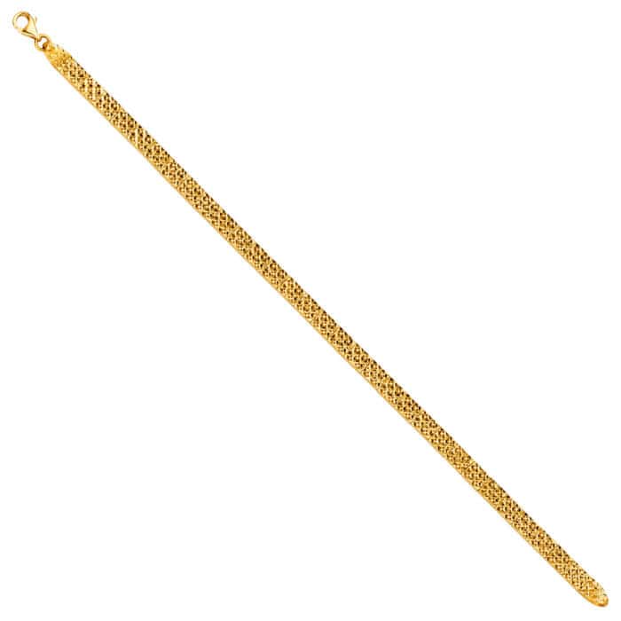 14K Yellow Gold Crystal Cut Bracelet - 7.25"