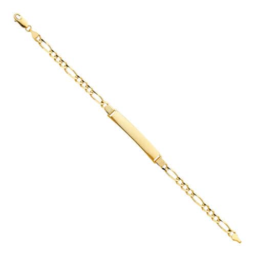 14K Yellow Gold Figaro 3+1 ID Bracelet - 7.5"