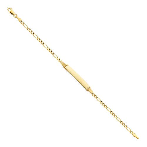 14K Yellow Gold Figaro 3+1 ID Bracelet - 7.5"