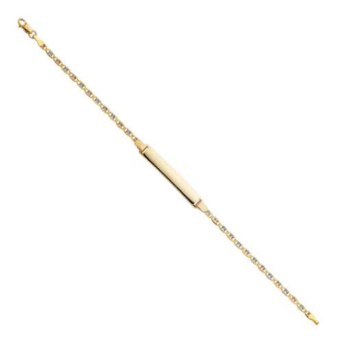14K Tri Color Gold Valentino Diamond Cut ID Bracelet - 7.5"