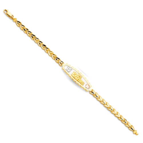 14K Tri Color Gold 15 Years ID Bracelet - 7.25"