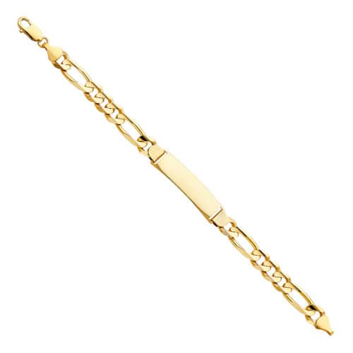 14K Yellow Gold Figaro 3+1 ID Bracelet - 8.5"