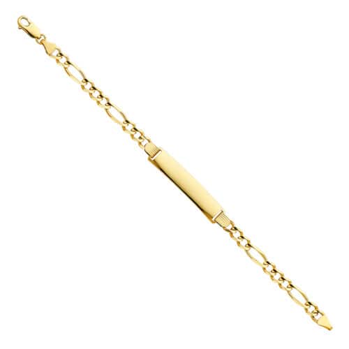 14K Yellow Gold Figaro 3+1 ID Bracelet - 8"