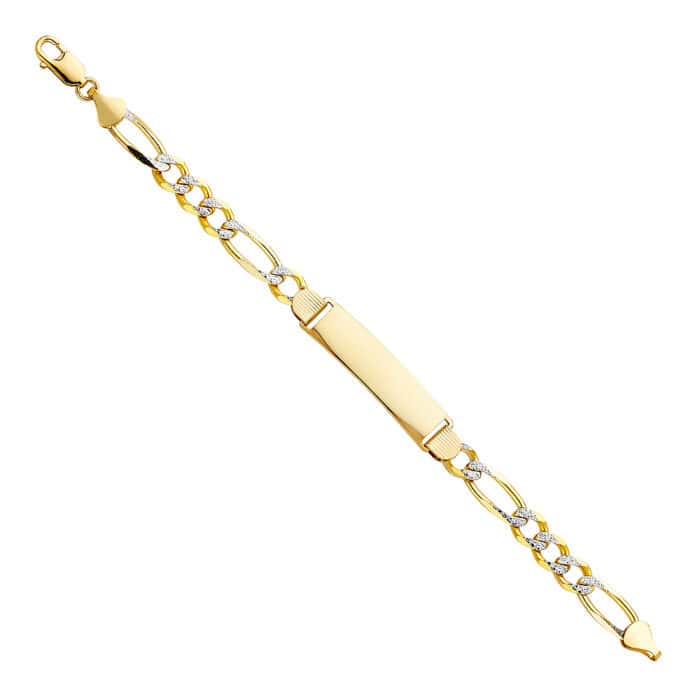 14K Yellow Gold Figaro 3+1 WP ID Bracelet - 8.5"
