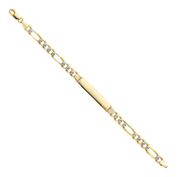 14K Yellow Gold Figaro 3+1 WP ID Bracelet - 8.5"