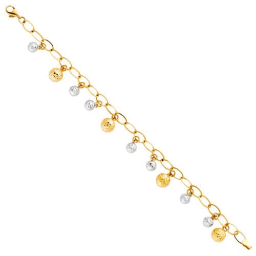 14K Two Tone Gold Light Fancy Hollow Bracelet - 7.5"