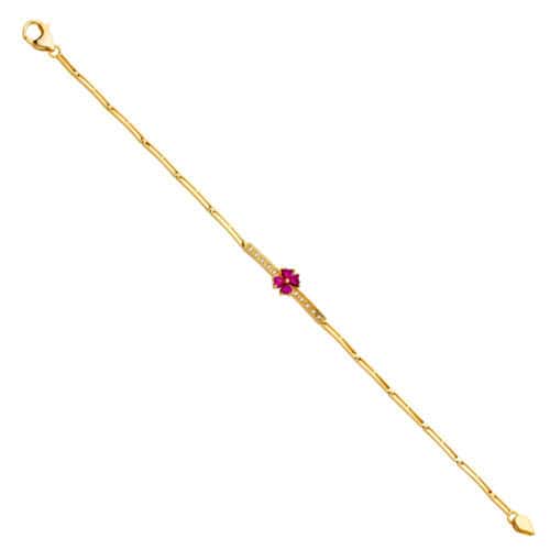 14K Yellow Gold Cubic Zirconia Bracelet - 7.5"