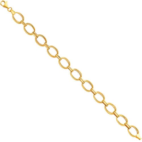 14K Yellow Gold Fancy Hollow Bracelet - 7.5"