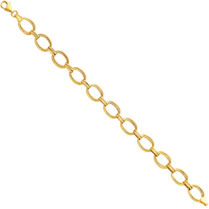14K Yellow Gold Fancy Hollow Bracelet - 7.5"