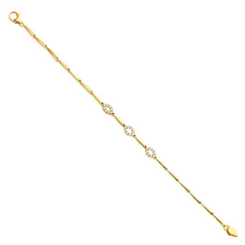 14K Yellow Gold Cubic Zirconia Bracelet - 7.5"