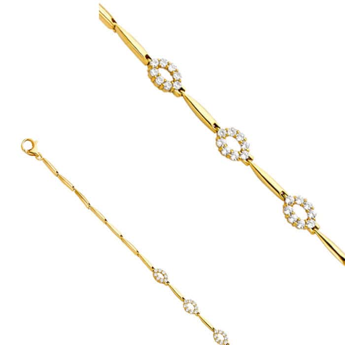 14K Yellow Gold Cubic Zirconia Bracelet - 7.5" - Image 2
