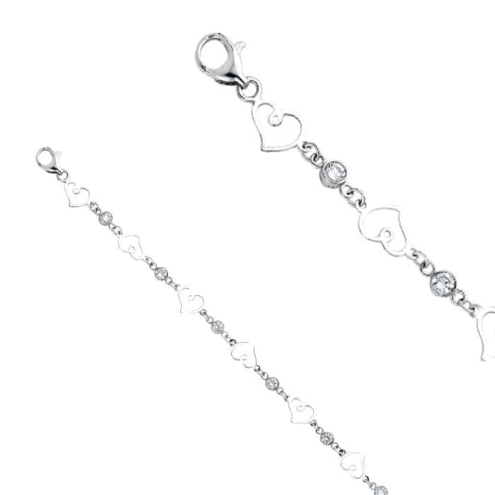 14K White Gold Cubic Zirconia Bracelet - 7.5" - Image 2