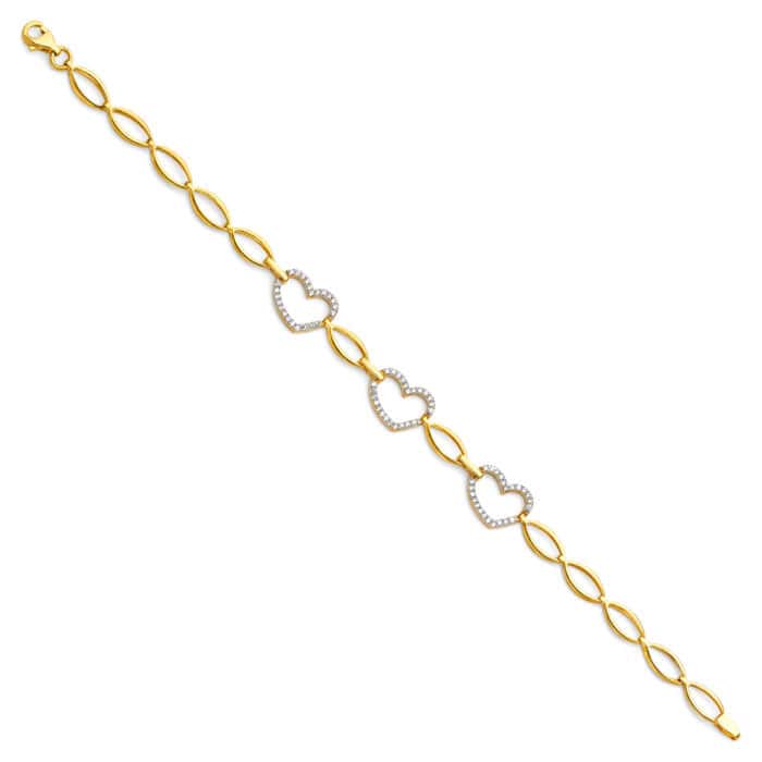 14K Yellow Gold Cubic Zirconia Bracelet - 7.25"