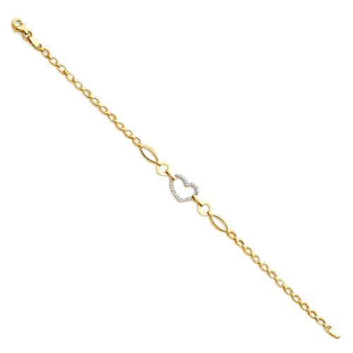 14K Yellow Gold Cubic Zirconia Bracelet - 7.25"