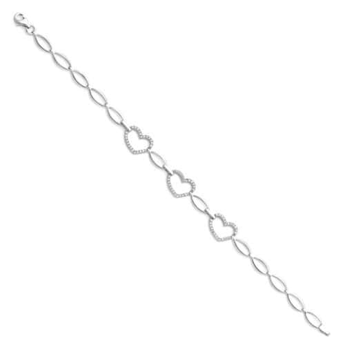 14K White Gold Cubic Zirconia Bracelet - 7.25"