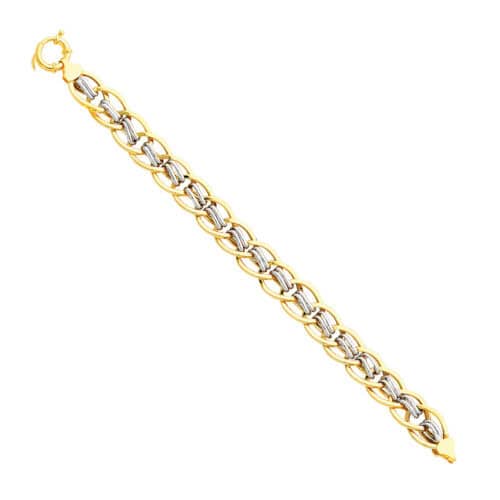 14K Two Tone Gold Light Fancy Hollow Bracelet - 7.5"