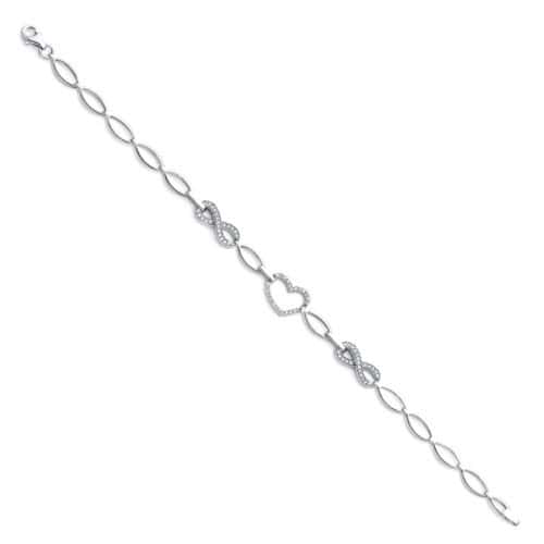 14K White Gold Cubic Zirconia Bracelet - 7.25"