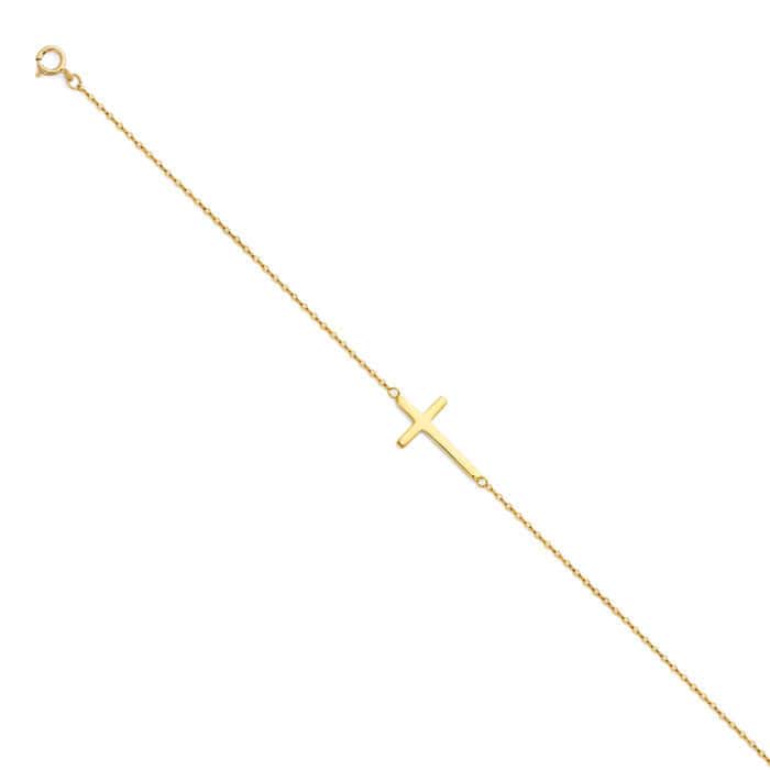 14K Yellow Gold Light Chain Bracelet - 7+1"