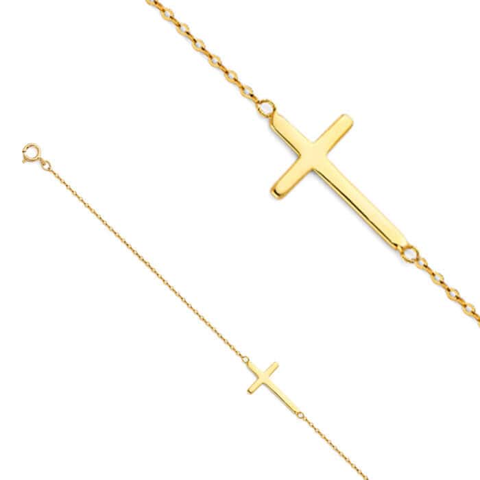 14K Yellow Gold Light Chain Bracelet - 7+1" - Image 2