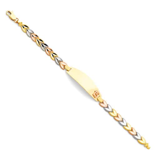 14K Tri Color Gold 15 Years ID Bracelet - 7.5"