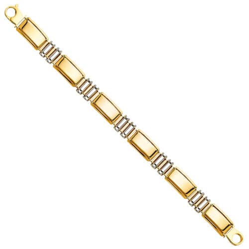 14K Two Tone Gold Men's Bracelet - 8"