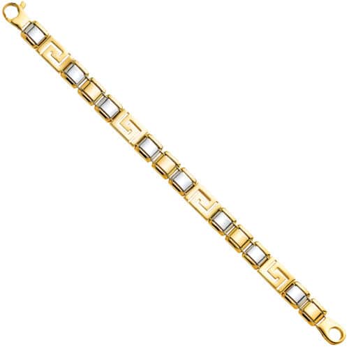 14K Two Tone Gold Men's Bracelet - 8"