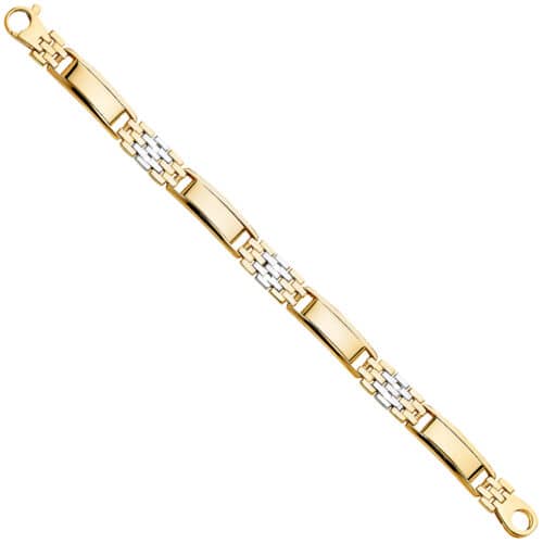 14K Two Tone Gold Men's Bracelet - 8"