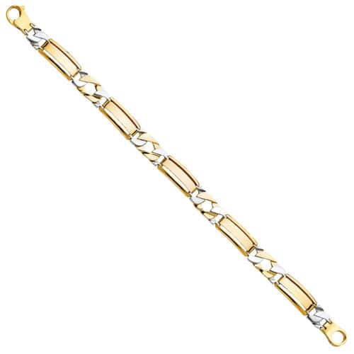14K Two Tone Gold Men's Bracelet - 8"