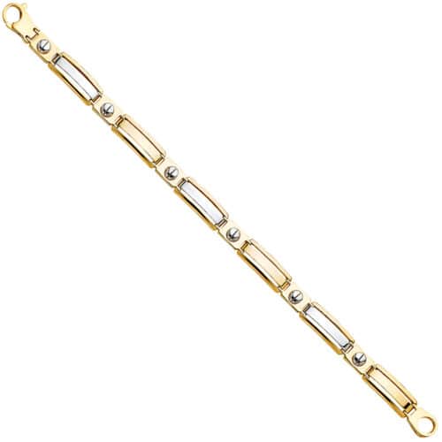 14K Two Tone Gold Men's Bracelet - 8"