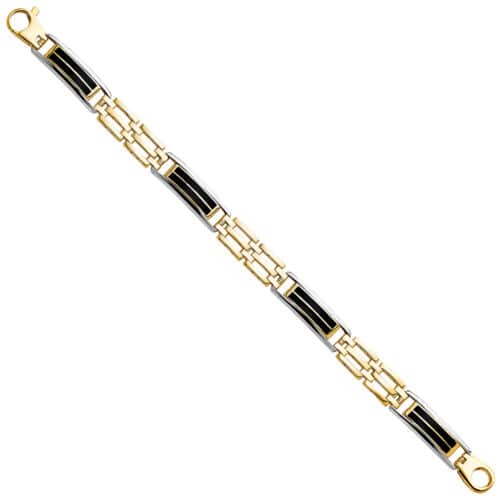 14K Two Tone Gold Men's Bracelet - 8"
