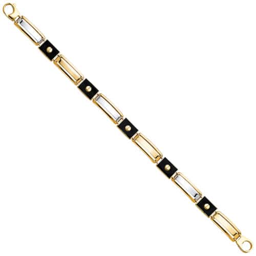 14K Two Tone Gold Men's Bracelet - 8"