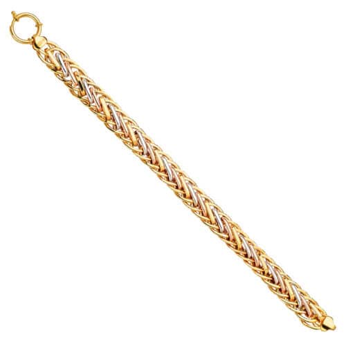 14K Tri Color Gold Fancy Hollow Bracelet - 7.5"