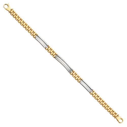 14K Two Tone Gold Fancy Men's Bracelet - 8"