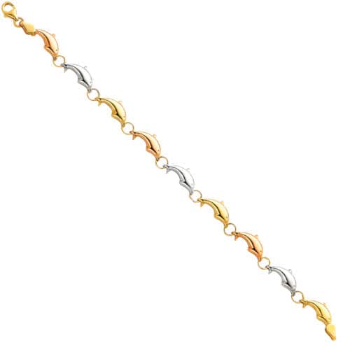 14K Tri Color Gold Light Stampato Bracelet - 7.25"