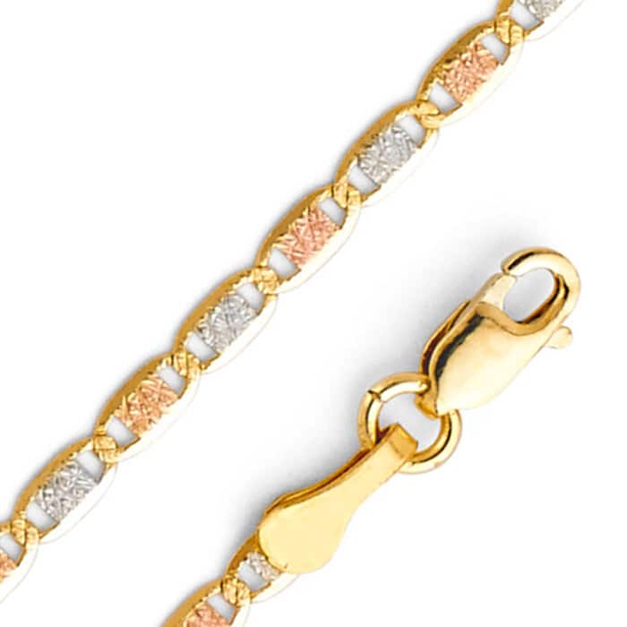 14K Tri Color Gold 2.1mm Valentino Chain - Image 2