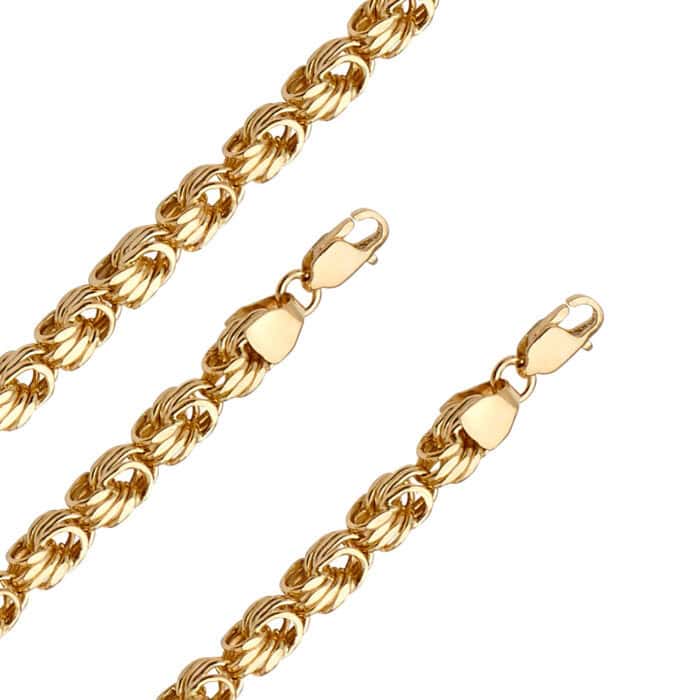 14K Yellow Gold 4.4 mm  Hollow Square Byzantine - Image 2