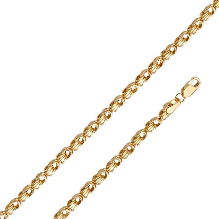 14K Yellow Gold 2.5 mm Hollow Square Byzantine